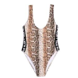 NWOT TRUE RELIGION Bodied Python Bodysuit in Brown US SMALL
